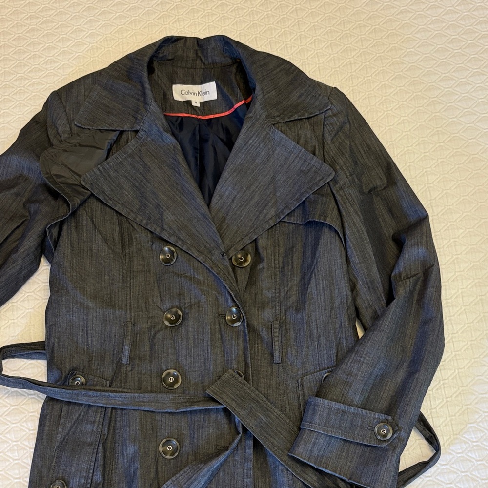 Calvin Klein Denim Double-Breasted Trench Coat